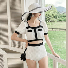 Load image into Gallery viewer, Sexy Bikini 2021 Sport Swimsuit Summer Short Sleeve Swim Wear High Waist Bathing Suit Patchwork Beachwear Two Piece Biquinis