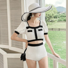 Load image into Gallery viewer, Sexy Bikini 2021 Sport Swimsuit Summer Short Sleeve Swim Wear High Waist Bathing Suit Patchwork Beachwear Two Piece Biquinis