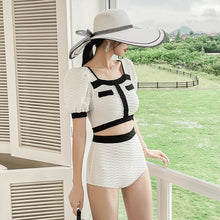 Load image into Gallery viewer, Sexy Bikini 2021 Sport Swimsuit Summer Short Sleeve Swim Wear High Waist Bathing Suit Patchwork Beachwear Two Piece Biquinis
