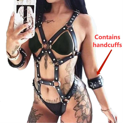 Sexy Body Bondage Leather Harness Toys For Women underwear Garters belt Bra Leg suspenders erotic Sex Accessories