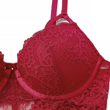 Load image into Gallery viewer, Sexy Body Women Push Up Strappy Cup Underwire Hollow Out Back Floral Pattern Bodysuit Women Lingerie Bra with Openable Crotch