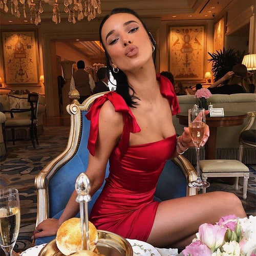 Sexy Bodycon Dress Sleeveless Backless 2021 Summer Fashio Party Club Short Red Dress Female Elegant Mini Dress Strap Dresses