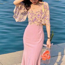 Load image into Gallery viewer, Sexy Bodycon Evening Party Midi Dress Women Boho Casual Elegant Fishtail Floral Dress Print Korean Fashion Clothing Summer 2021