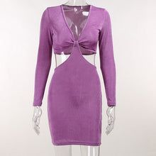 Load image into Gallery viewer, Sexy Bodycon Mini Dress Long Sleeve Spring Fall Clothes For Women Fashion Vestidos Hollow Out Night Party Club Slim Dresses 2021