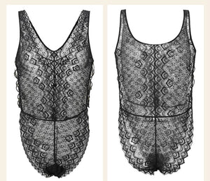 Sexy Bodysuit Fashion Clothes Summer Hollow Out Lace Onesie Transparent Temptation Backless Jumpsuits for Women Black White