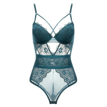 Load image into Gallery viewer, Sexy Bodysuit Women 2019 Hollow Out Lace Bodysuit Halter lace Jumpsuit Sleeveless Solid bralette bodysuits bandage Playsuit