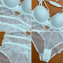 Load image into Gallery viewer, Sexy Bodysuit Women 2019 Hollow Out Lace Bodysuit Halter lace Jumpsuit Sleeveless Solid bralette bodysuits bandage Playsuit