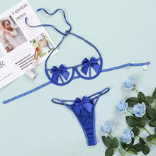 Load image into Gallery viewer, Sexy Bowknot Thong Lingerie Set 2pcs Ultra-Thin Fashion Lace Lingerie Underwear Set