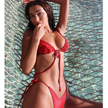 Load image into Gallery viewer, Sexy Butterfly Print Ruffle Frilled Thong Bikini Swimwear Women 2021 Female Swimsuit Micro String Bikini set Bathing Suit