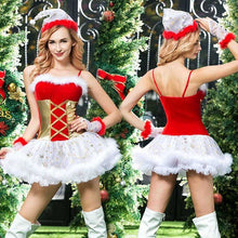 Load image into Gallery viewer, Sexy Christmas Cosplay Lingerie Set Red Lace Bra And Skirt Set Women&#39;s Underwear Transparent Halter Sexy Role Play Costumes