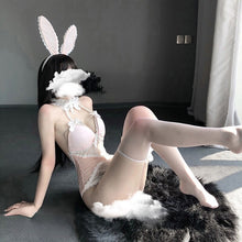 Load image into Gallery viewer, Sexy Costume Halloween Halter Bunny Girl Jumpsuit with Hidden Button Passion Uniform Temptation Maids Outfit  Anime Panties