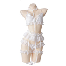 Load image into Gallery viewer, Sexy Costumes Lolita Women Erotic Lingerie Set Cute Ruffles Lace Ladies Kawaii Soft Girl Pajamas Cosplay Outfit 3 Color Set 2021