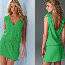 Load image into Gallery viewer, Sexy Cover Up Bikini Women Swimsuit Cover-up Beach Bathing Suit Beach Wear Solid Swimwear Sleeveless Collect Waist Beach Dress