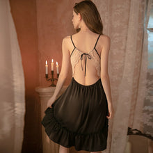 Load image into Gallery viewer, Sexy Deep V Long Nightgowns Women Sleepwear Satin Lace Suspender Nightdress Backless Home Clothes Dropshipping