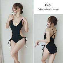 Load image into Gallery viewer, Sexy Deep V Neck Transparent Bodysuit Beautiful Back Silk Perspective One-piece Temptation Pajamas Smooth Erotic Lingerie Thong