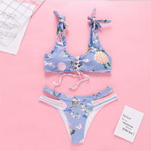 Load image into Gallery viewer, Sexy Dot Floral Bikinis 2021 Mujer New Push Up Swimwear Women Hollow Out Swimsuit Patchwork Summer Beachwear Swimming Biquini