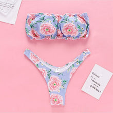 Load image into Gallery viewer, Sexy Dot Floral Bikinis 2021 Mujer New Push Up Swimwear Women Hollow Out Swimsuit Patchwork Summer Beachwear Swimming Biquini