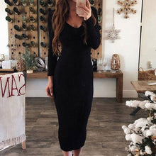 Load image into Gallery viewer, Sexy Dress For Women Winter Bodycon Midi Knitted Long Sleeve V Neck Party Elegant Robe Women&#39;s Dresses