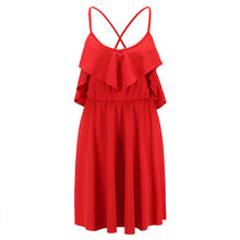 Load image into Gallery viewer, Sexy Dress for Women Backless Red Mini Dress Fashion Sleeveless Women&#39;s Dress Spaghetti Strap Pleated Red Dress