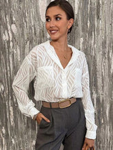 Load image into Gallery viewer, Sexy Elegant See Through Ladies Office Blouse Shirts Women 2022 Fashion V Neck Long Sleeve White Shirt Casual High Street Top