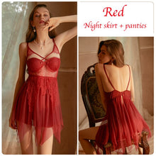 Load image into Gallery viewer, Sexy Fashion Pajama Set Sexy Lingerie Perspective Lace Tulle Nightwear Temptation Loungewear Women Sleepwear Home Clothes