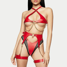 Load image into Gallery viewer, Sexy Fetish Lingerie Leather Harness Set Gothic Clothes Bodys Woman Costume Bdsm Bandage Couple Matching Rave Party Underwear