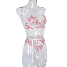 Load image into Gallery viewer, Sexy Floral Embroider Lingerie Underwear Set Underwire Sensual Lingerie Woman Set Woman 3 Pieces Lace Brief Sets Erotic Lingerie