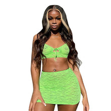Load image into Gallery viewer, Sexy Green Sheer Mesh Bodycon Dress Sets Club Outfits Summer Skirt Set for Women 2021 Festival Two Piece Set Dropshipping