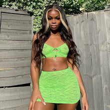 Load image into Gallery viewer, Sexy Green Sheer Mesh Bodycon Dress Sets Club Outfits Summer Skirt Set for Women 2021 Festival Two Piece Set Dropshipping