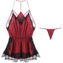 Load image into Gallery viewer, Sexy Halter Sling Nightdress Underwear Female V-neck Backless Lace Temptation Home Clothes Sleepwear Women Nightgown Silk Dress