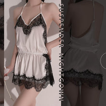 Load image into Gallery viewer, Sexy Halter Sling Nightdress Underwear Female V-neck Backless Lace Temptation Home Clothes Sleepwear Women Nightgown Silk Dress