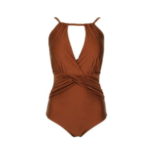 Load image into Gallery viewer, Sexy High Cut One Piece Swimsuit Women Solid Swimwear Open Back Monokini Pleated Swim Suit Backless Trikini Pad Bathing Suit