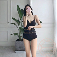 Load image into Gallery viewer, Sexy High Waist Bikini Women Solid Swimwear Lace Bikinis Ruffle Swimsuit Push Up Biquini Korean Style Bathing Suit Pad Mesh
