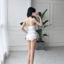 Load image into Gallery viewer, Sexy High Waist Bikini Women Solid Swimwear Lace Bikinis Ruffle Swimsuit Push Up Biquini Korean Style Bathing Suit Pad Mesh