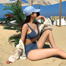 Load image into Gallery viewer, Sexy High Waist Bikini Women Solid Swimwear Push Up Biquini Pads Swimsuit Strap Bikinis Tummy Control Bathing Suit Korea Style