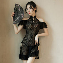 Load image into Gallery viewer, Sexy Hot Erotic Nightwear Ladies Vintage Nightgowns Sexy Dress Women See Through Sleepwear White Black Elegant Gown Nighty