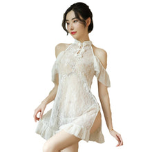 Load image into Gallery viewer, Sexy Hot Erotic Nightwear Ladies Vintage Nightgowns Sexy Dress Women See Through Sleepwear White Black Elegant Gown Nighty