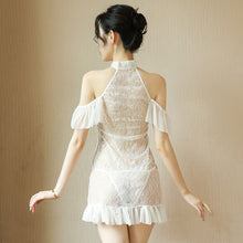 Load image into Gallery viewer, Sexy Hot Erotic Nightwear Ladies Vintage Nightgowns Sexy Dress Women See Through Sleepwear White Black Elegant Gown Nighty
