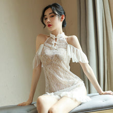 Load image into Gallery viewer, Sexy Hot Erotic Nightwear Ladies Vintage Nightgowns Sexy Dress Women See Through Sleepwear White Black Elegant Gown Nighty