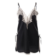 Load image into Gallery viewer, Sexy Hot Erotic Sleepshirts Night Dress Deep V Women Lace Nightgown Sleepwear Silk Lingerie Satin Femme Mini Nightgowns