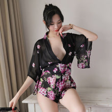 Load image into Gallery viewer, Sexy Japanese Kimono Dress Yukata Pajamas for Women Cosplay Maid Underwear Sleepwear Japan Deep V Chiffon Lingerie Night Gowns