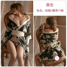 Load image into Gallery viewer, Sexy Japanese Style Kimono Women Traditional Cardigan Yukata Deep V-neck Floral Print Cosplay Seductive Uniform Erotic Pajamas