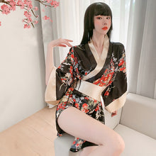 Load image into Gallery viewer, Sexy Kimono Nightgown Yukata for Woman Japanese Floral Fashion Yakata Cardigan Haori Silk Sleepwear Leisure Wear Pajamas Dress