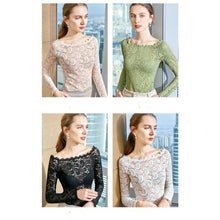 Load image into Gallery viewer, Sexy Lace Blouse Shirt Women Long Sleeve Floral White Blouses Female Tops Elegant Fashion Blouse Shirts blusas femme plus size