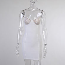 Load image into Gallery viewer, Sexy Lace Breast Cup Spaghetti Strap Dress Women 2021 New Spring Summer Solid Sleeveless Backless Short  Bodycon Hip Dress
