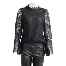 Load image into Gallery viewer, Sexy Lace Hollow Shirt Blouse Woman Spring Fall Fashion Long Sleeve O-neck Shirts Top Femme White Vintage Loose Women Clothing