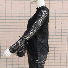 Load image into Gallery viewer, Sexy Lace Hollow Shirt Blouse Woman Spring Fall Fashion Long Sleeve O-neck Shirts Top Femme White Vintage Loose Women Clothing