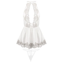 Load image into Gallery viewer, Sexy Lace Ladies V-neck Open Back Satin Mini Nightdress Underwear White Sleepwear Set Lingerie for Women Sleep Wear Night Dress