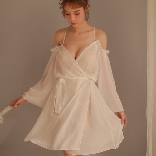 Sexy Lace Loose Suspender Sleepwear Low Chest Princess Long Sleeping Woman Lingerie Low-cut Straps Nightgown Nightdress