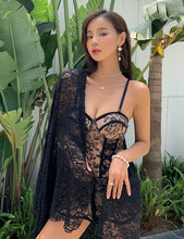 Load image into Gallery viewer, Sexy Lace One Piece Swimsuit Women Solid Swimwear Skirt Monokini Push Up Swim Suit Bandeau Trikini Pad Bathing Suit Embroidery